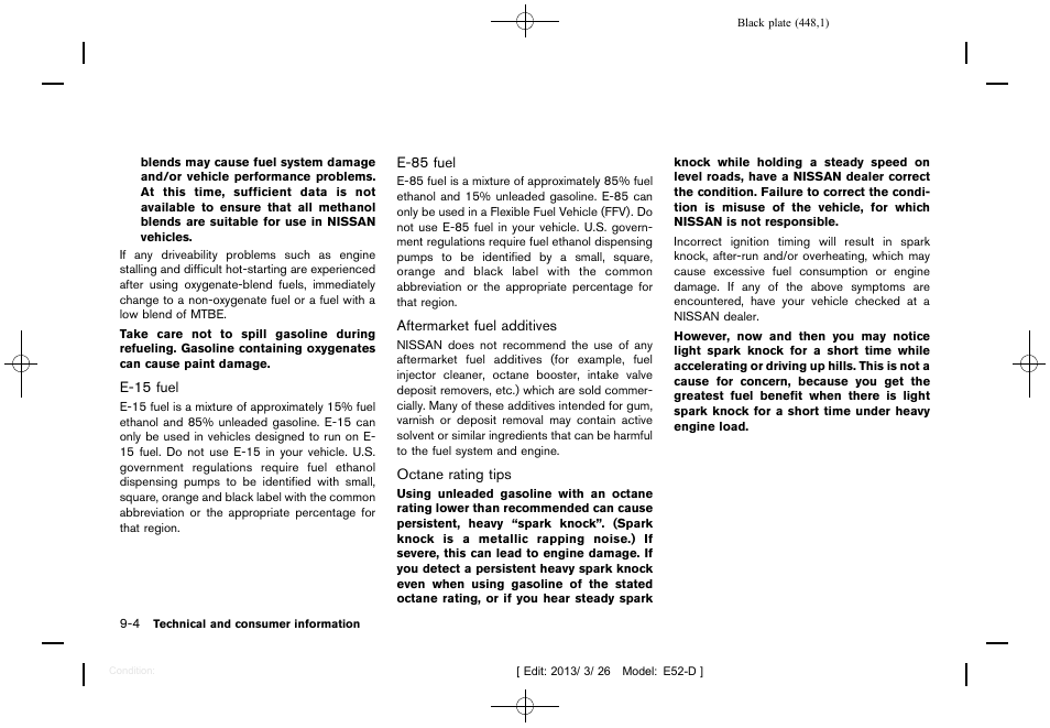 NISSAN 2013 Quest - Owner's Manual User Manual | Page 452 / 485