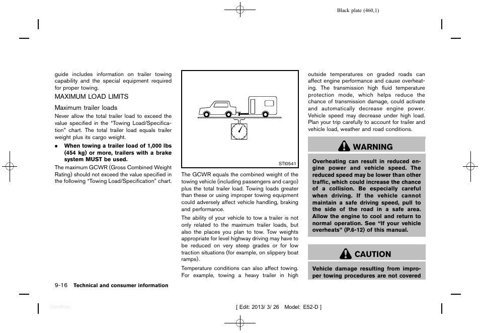 Maximum load limits -16, Warning, Caution | NISSAN 2013 Quest - Owner's Manual User Manual | Page 464 / 485