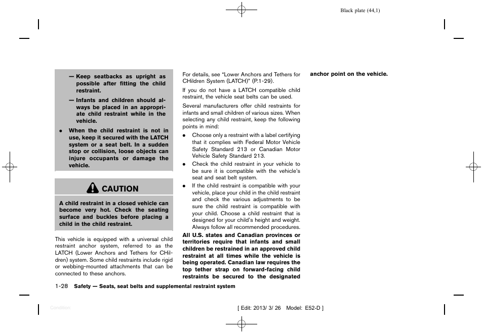 Caution | NISSAN 2013 Quest - Owner's Manual User Manual | Page 48 / 485