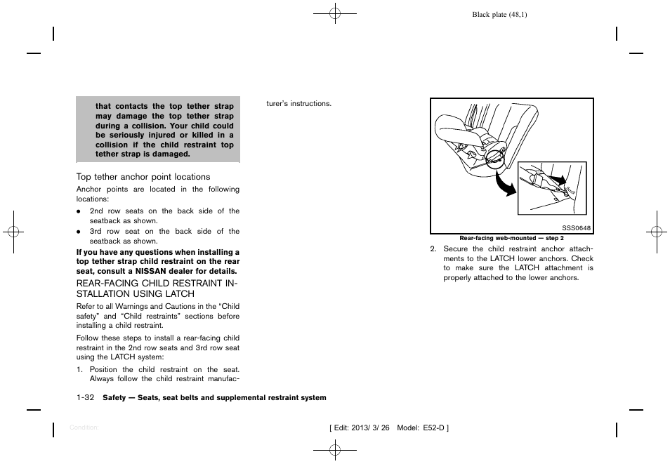 NISSAN 2013 Quest - Owner's Manual User Manual | Page 52 / 485