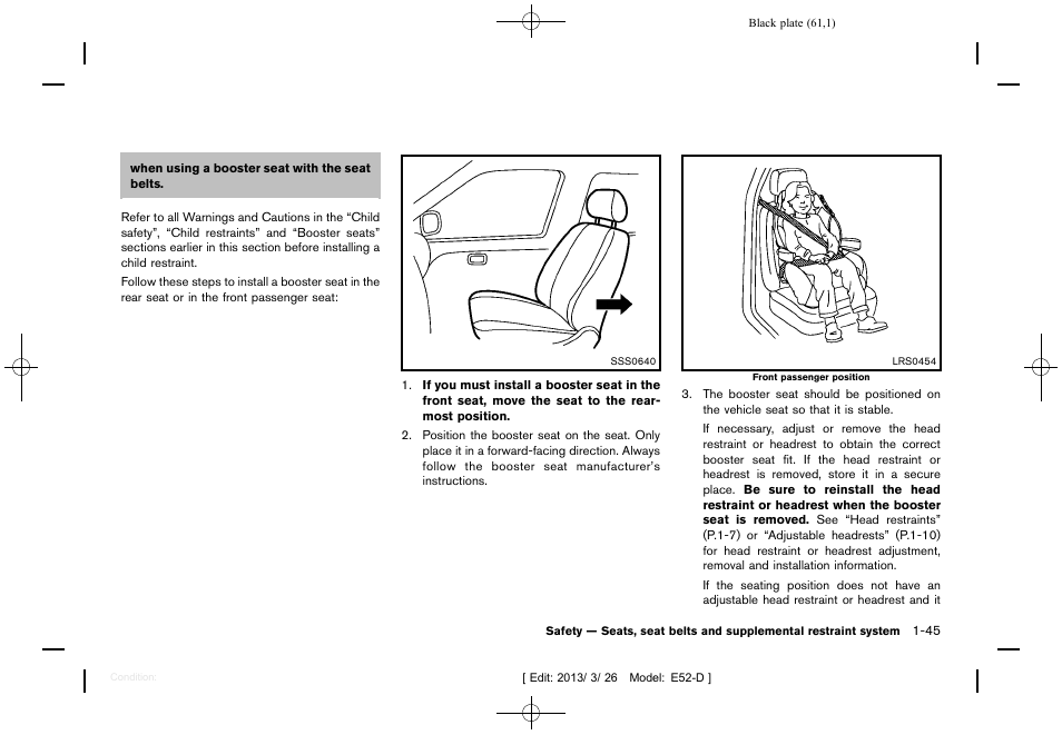 NISSAN 2013 Quest - Owner's Manual User Manual | Page 65 / 485