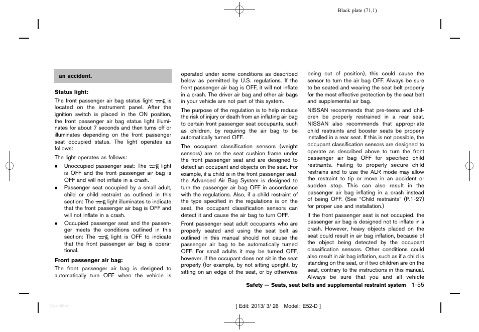 NISSAN 2013 Quest - Owner's Manual User Manual | Page 75 / 485