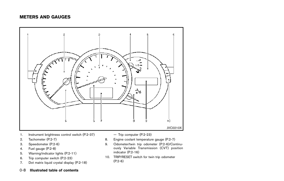 Meters and gauges -8, Meters and gauges | NISSAN 2014 Quest - Owner's Manual User Manual | Page 15 / 482