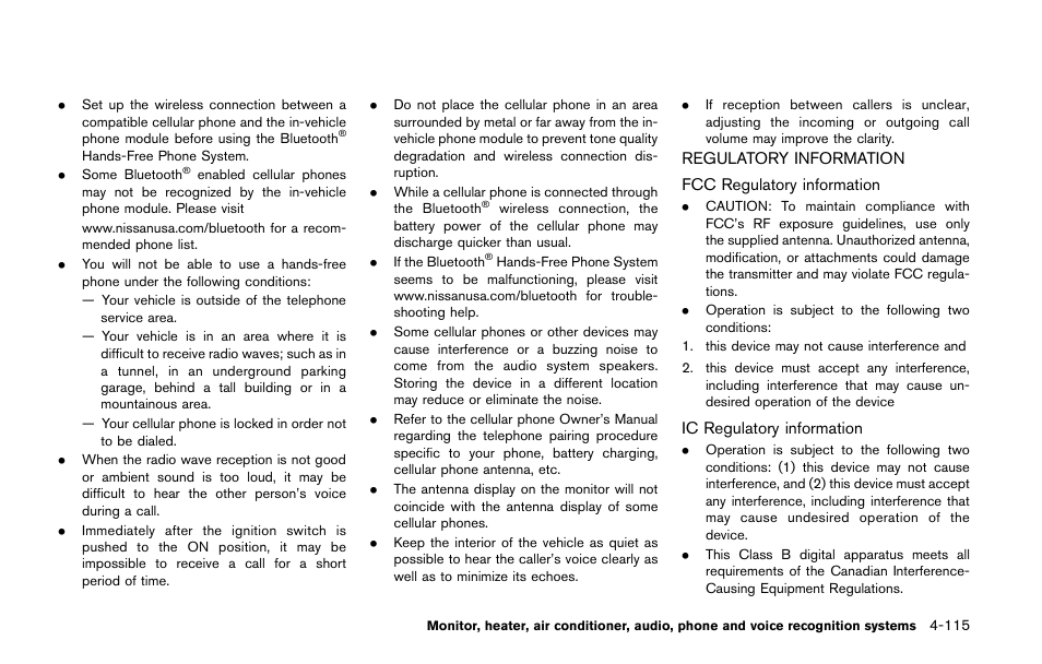 Regulatory information -115 | NISSAN 2014 Quest - Owner's Manual User Manual | Page 298 / 482