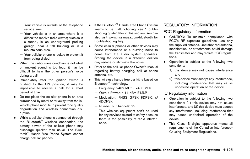 Regulatory information -125 | NISSAN 2014 Quest - Owner's Manual User Manual | Page 308 / 482