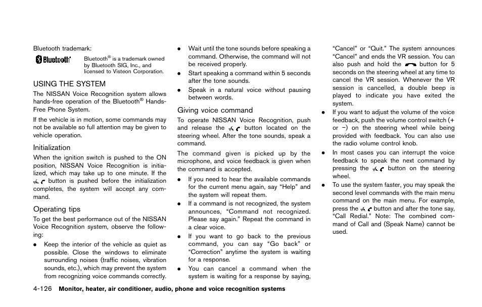 Using the system -126 | NISSAN 2014 Quest - Owner's Manual User Manual | Page 309 / 482