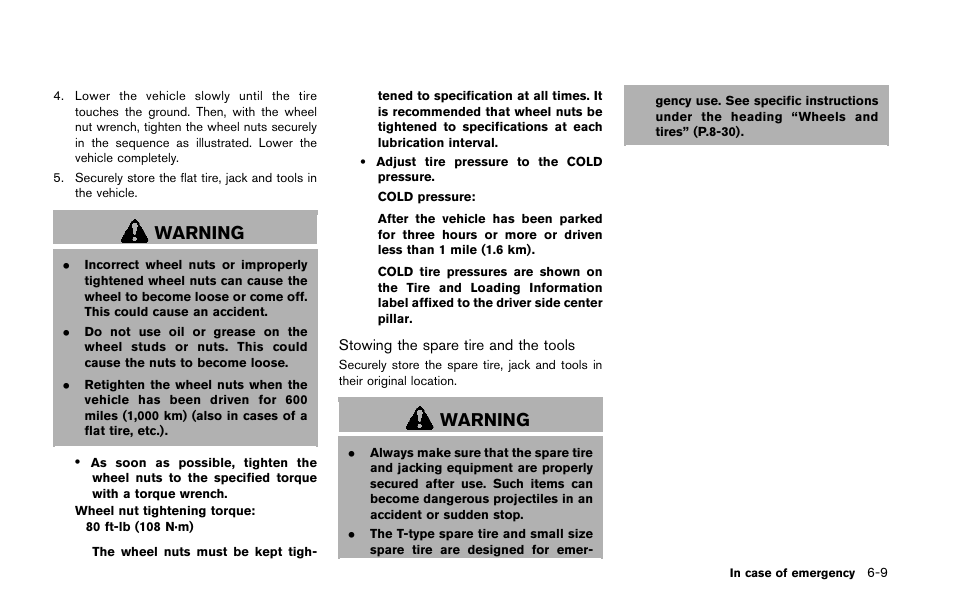 Warning | NISSAN 2014 Quest - Owner's Manual User Manual | Page 388 / 482