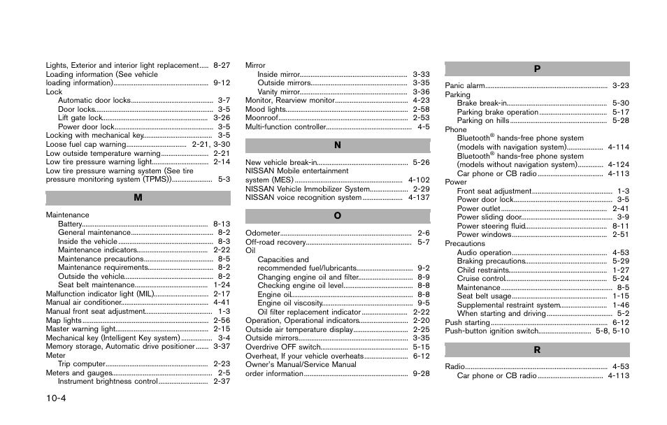 NISSAN 2014 Quest - Owner's Manual User Manual | Page 477 / 482
