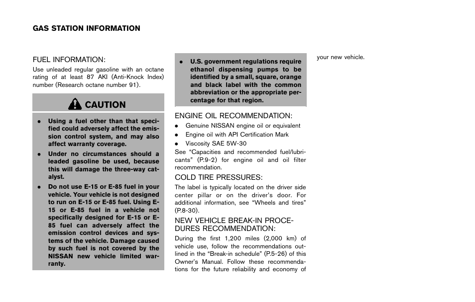 Caution | NISSAN 2014 Quest - Owner's Manual User Manual | Page 481 / 482