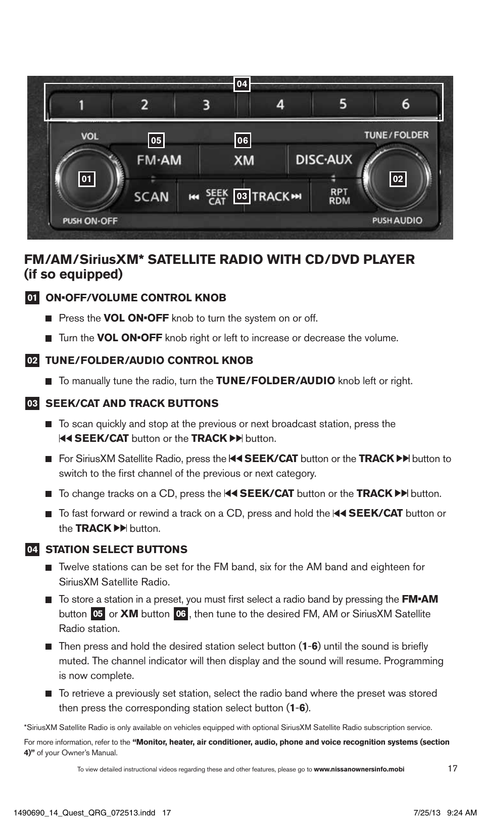NISSAN 2014 Quest - Quick Reference Guide User Manual | Page 19 / 32