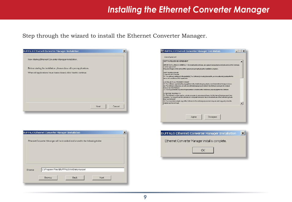 Installing the ethernet converter manager | Buffalo Technology WLI-TX4-AG300N User Manual | Page 9 / 154