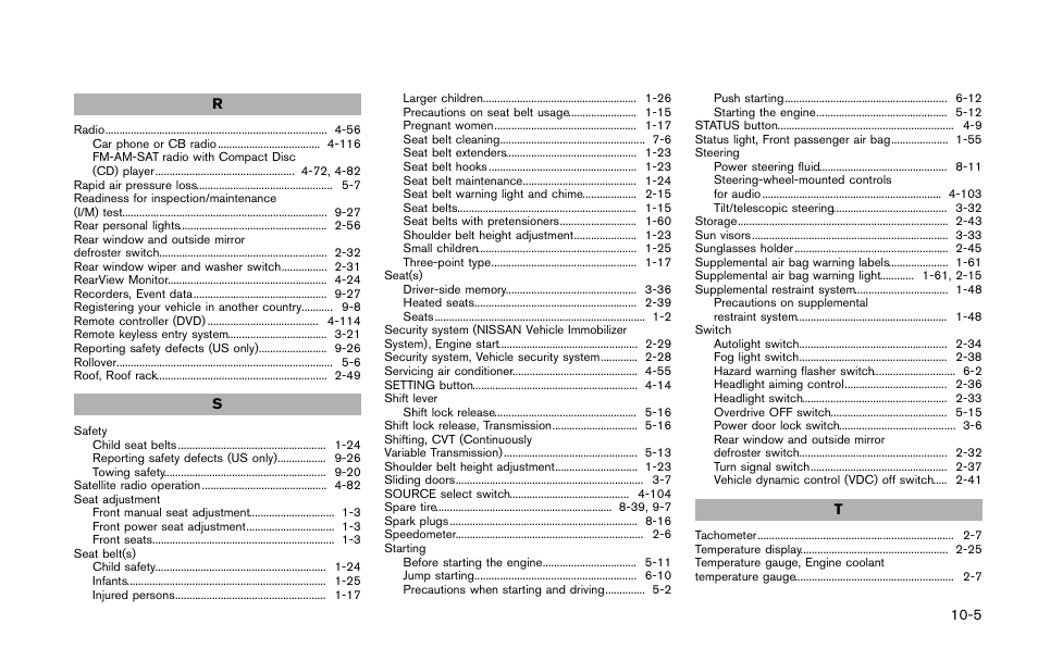 NISSAN 2015 Quest - Owner's Manual User Manual | Page 488 / 492