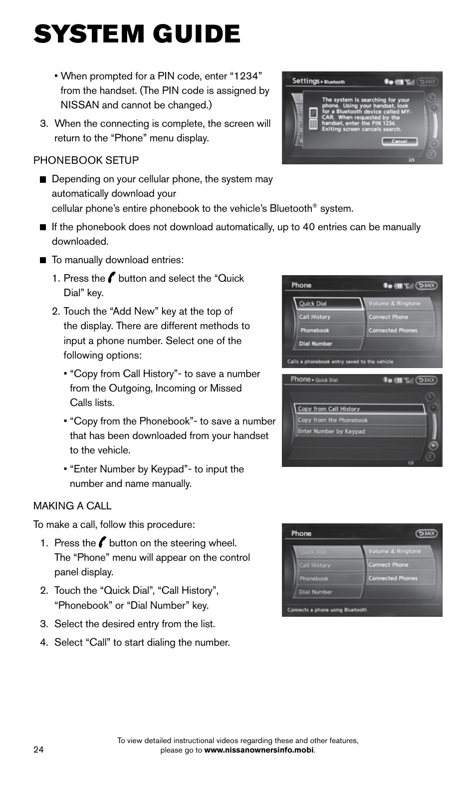 System guide | NISSAN 2015 Quest - Quick Reference Guide User Manual | Page 26 / 32