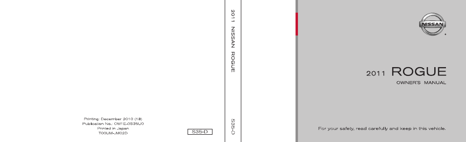 NISSAN 2011 Rogue - Owner's Manual User Manual | 369 pages