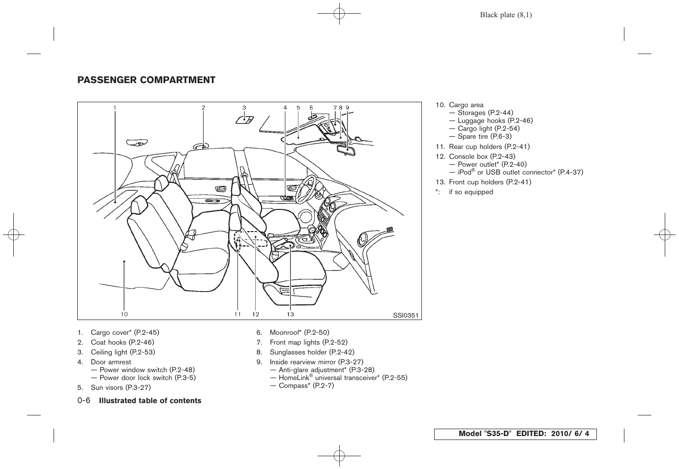 Passenger compartment -6 | NISSAN 2011 Rogue - Owner's Manual User Manual | Page 12 / 369