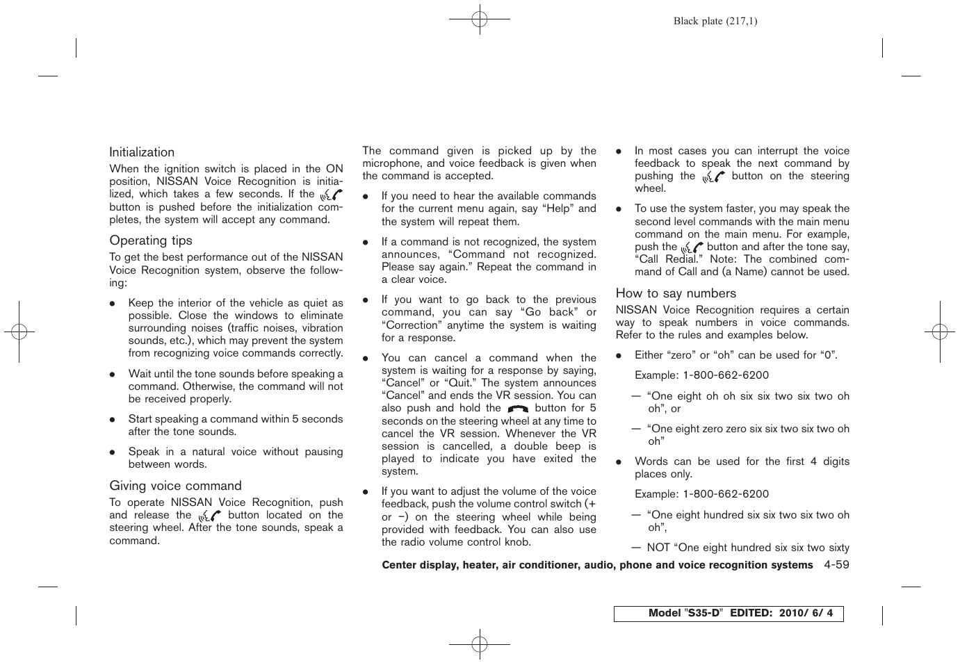 NISSAN 2011 Rogue - Owner's Manual User Manual | Page 217 / 369