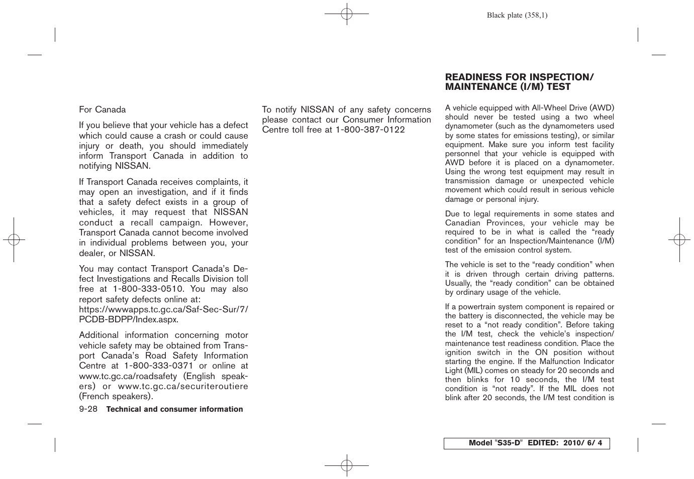 NISSAN 2011 Rogue - Owner's Manual User Manual | Page 358 / 369