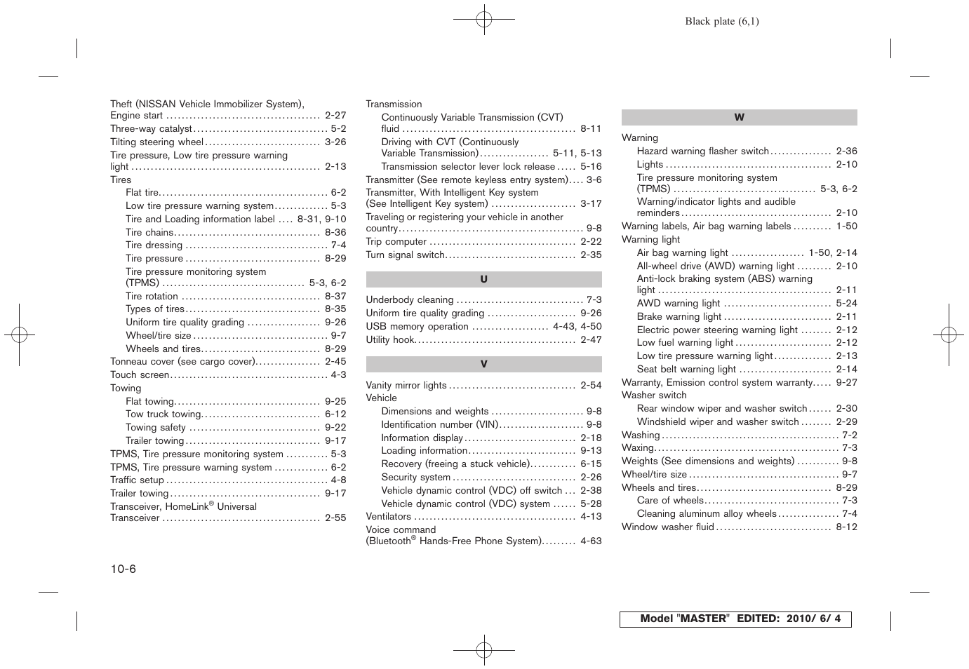 NISSAN 2011 Rogue - Owner's Manual User Manual | Page 366 / 369