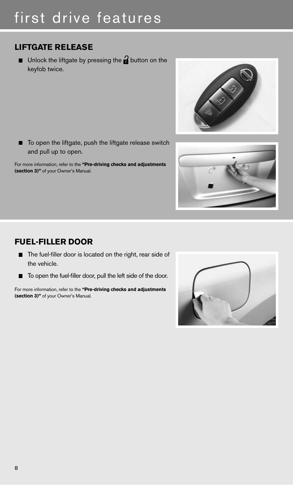 First drive features | NISSAN 2011 Rogue - Quick Reference Guide User Manual | Page 10 / 12