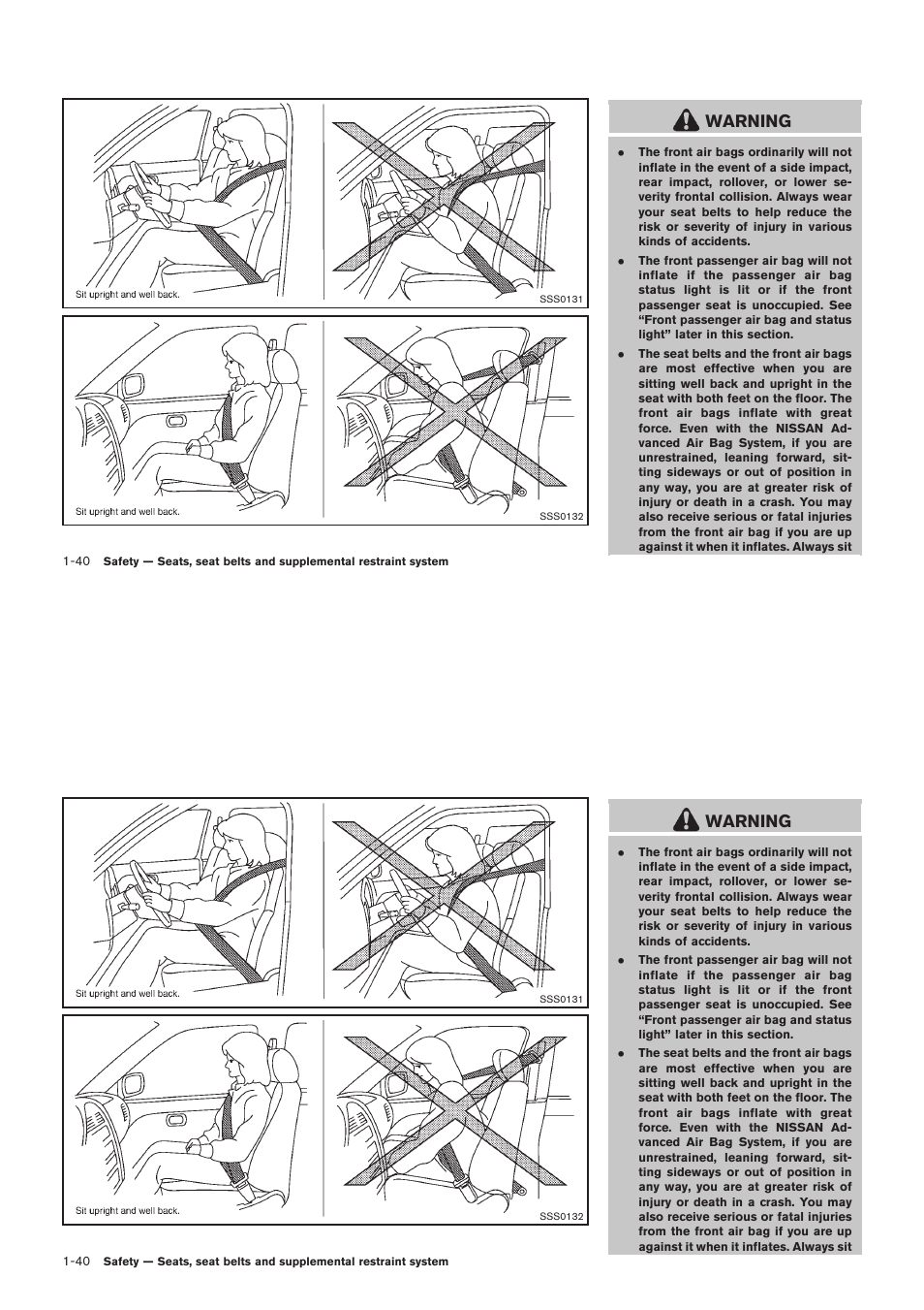 Warning | NISSAN 2012 Rogue - Owner's Manual User Manual | Page 57 / 378