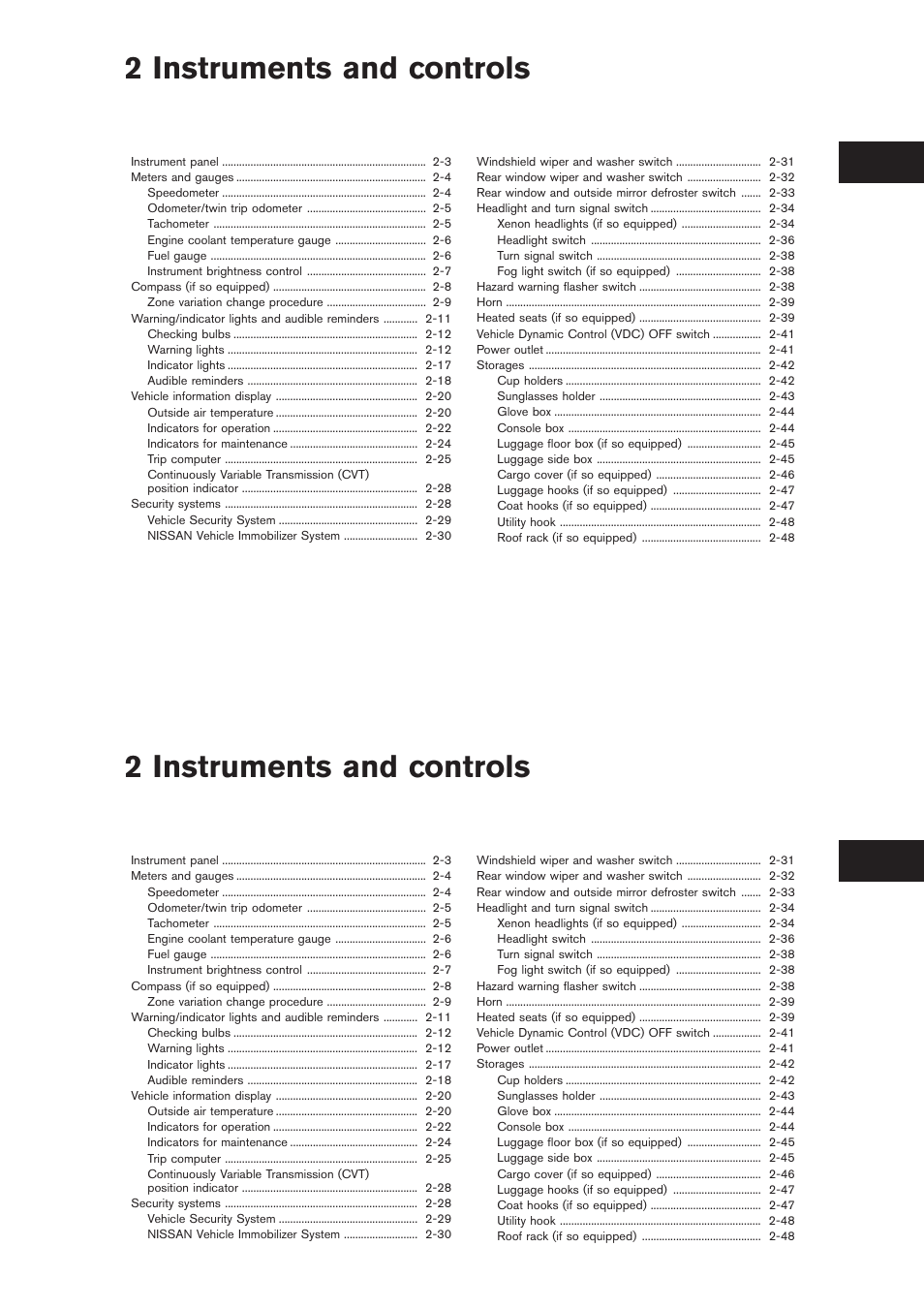 Instruments and controls, 2 instruments and controls | NISSAN 2012 Rogue - Owner's Manual User Manual | Page 72 / 378