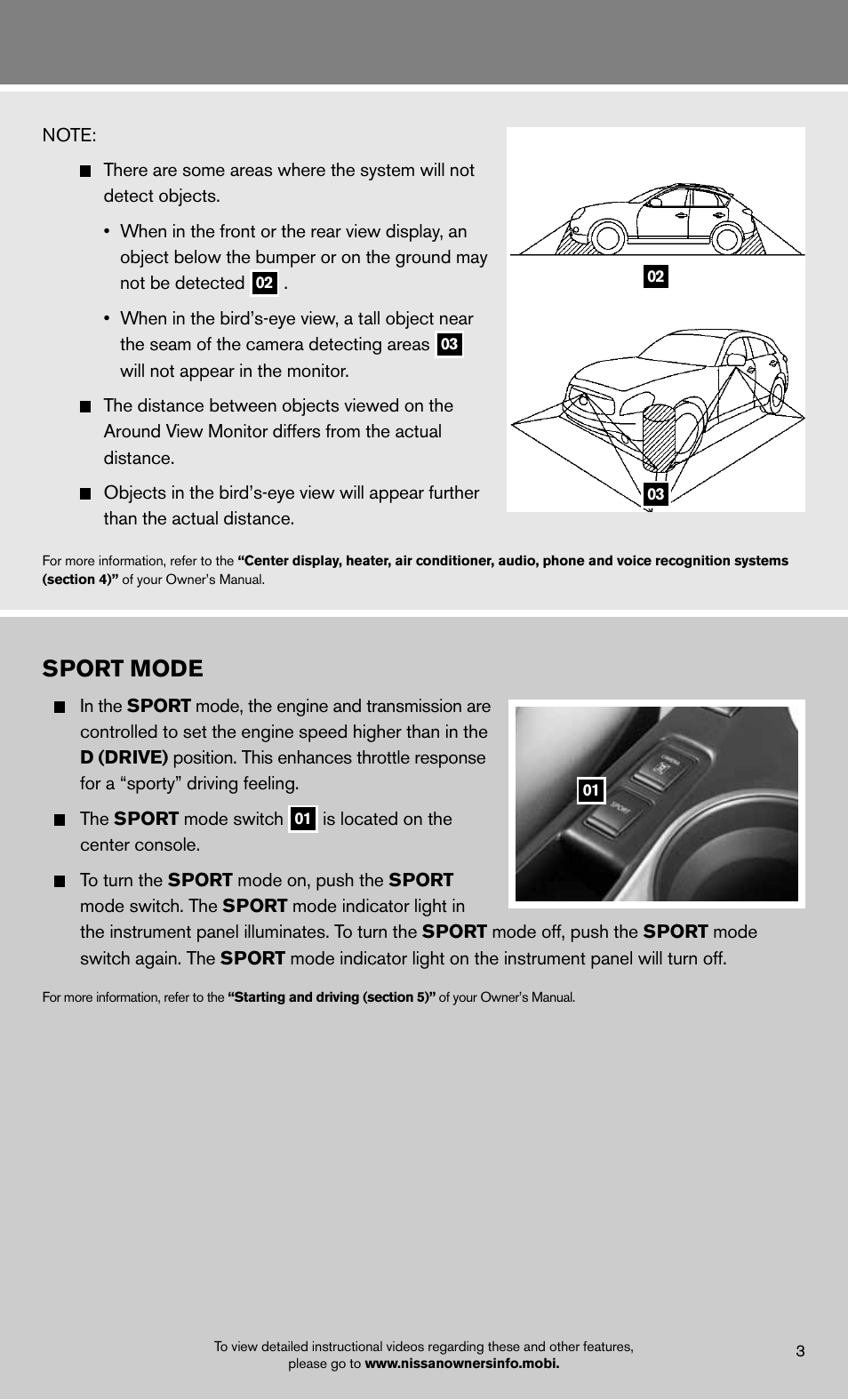 Sport mode | NISSAN 2012 Rogue - Quick Reference Guide User Manual | Page 5 / 20