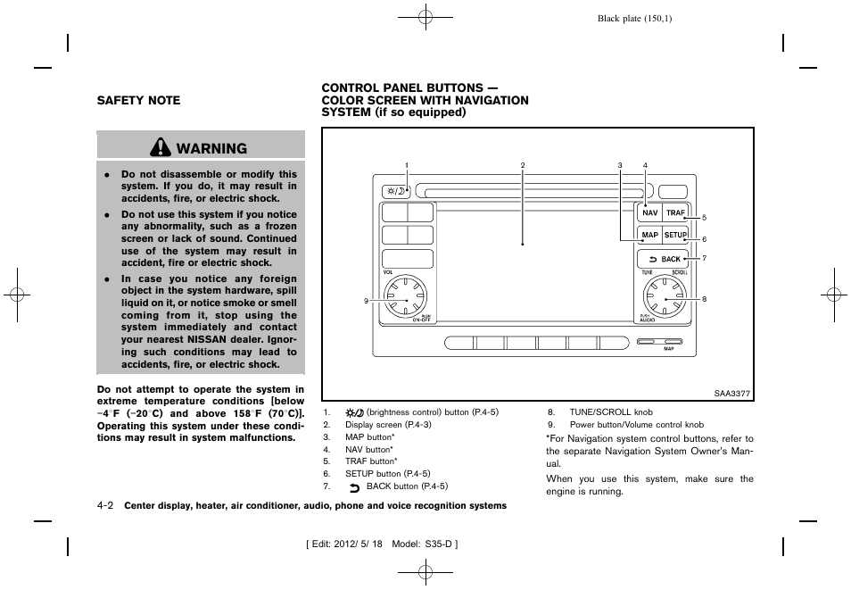 Warning | NISSAN 2013 Rogue - Owner's Manual User Manual | Page 152 / 371