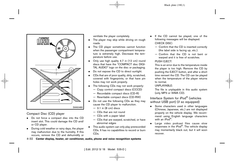 NISSAN 2013 Rogue - Owner's Manual User Manual | Page 182 / 371