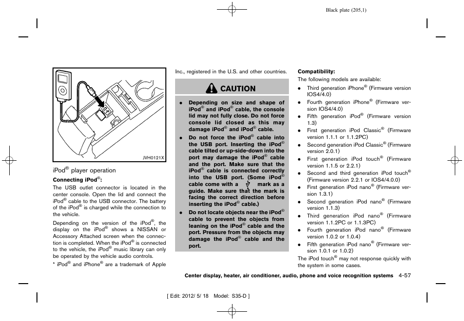 Caution | NISSAN 2013 Rogue - Owner's Manual User Manual | Page 207 / 371