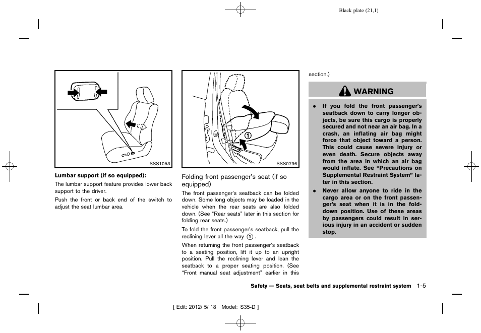 Warning | NISSAN 2013 Rogue - Owner's Manual User Manual | Page 23 / 371