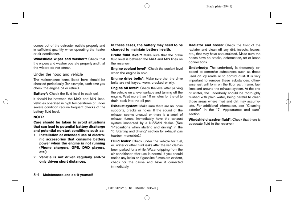 NISSAN 2013 Rogue - Owner's Manual User Manual | Page 296 / 371