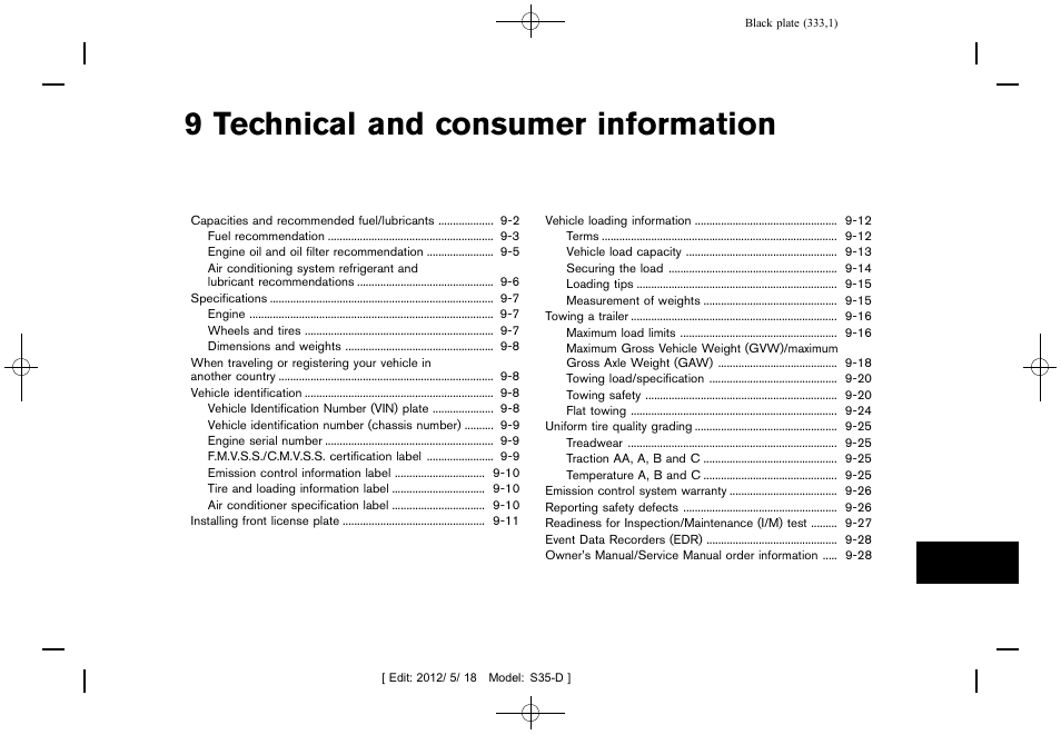 Technical and consumer information, 9 technical and consumer information | NISSAN 2013 Rogue - Owner's Manual User Manual | Page 335 / 371