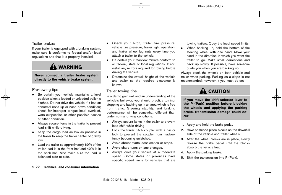 Warning, Caution | NISSAN 2013 Rogue - Owner's Manual User Manual | Page 356 / 371