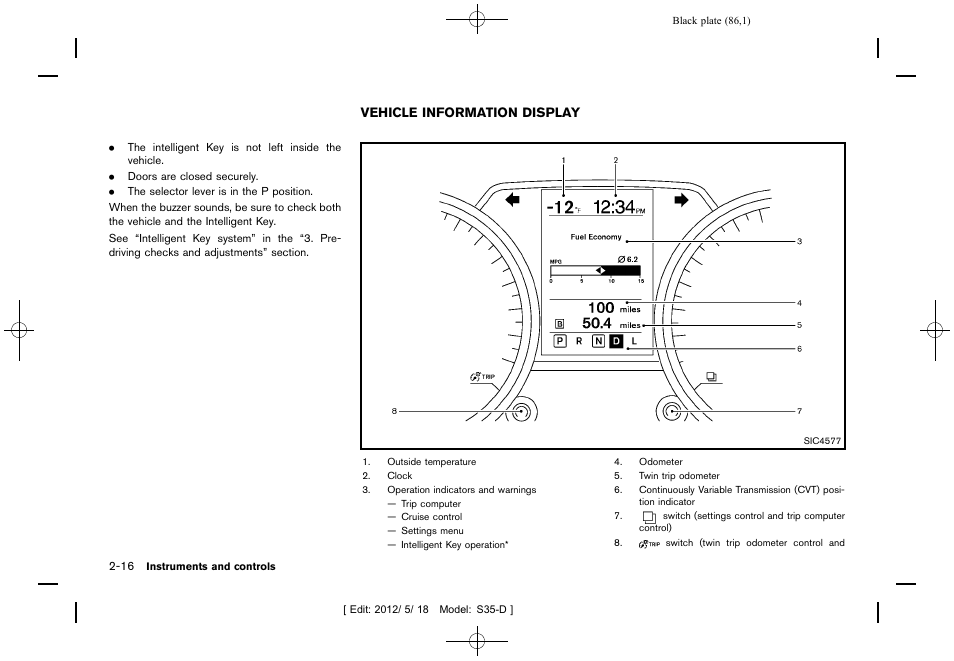 Vehicle information display -16 | NISSAN 2013 Rogue - Owner's Manual User Manual | Page 88 / 371