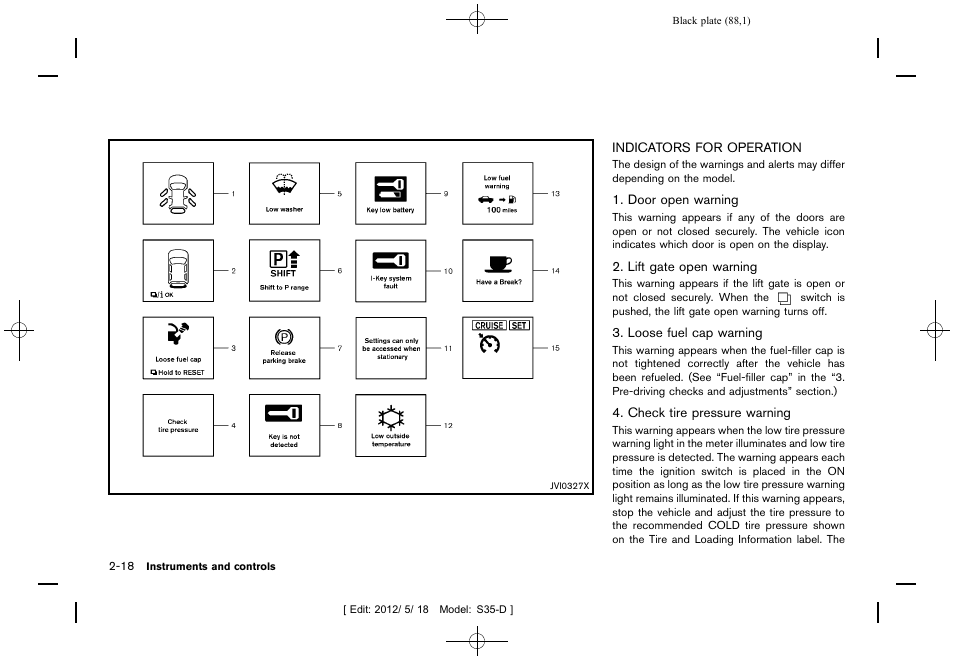 Indicators for operation -18 | NISSAN 2013 Rogue - Owner's Manual User Manual | Page 90 / 371