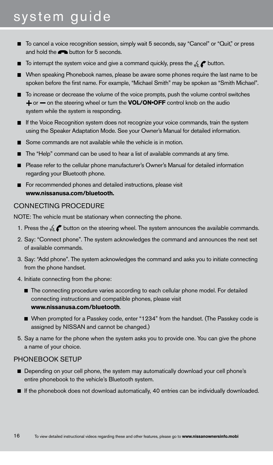 System guide | NISSAN 2013 Rogue - Quick Reference Guide User Manual | Page 18 / 20