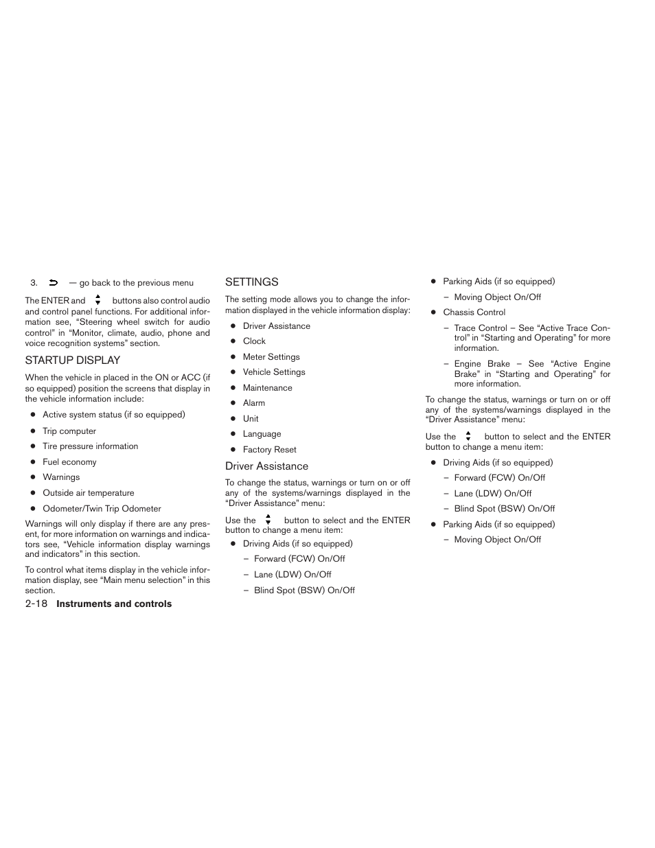 Startup display -18 settings -18 | NISSAN 2014 Rogue - Owner's Manual User Manual | Page 103 / 442