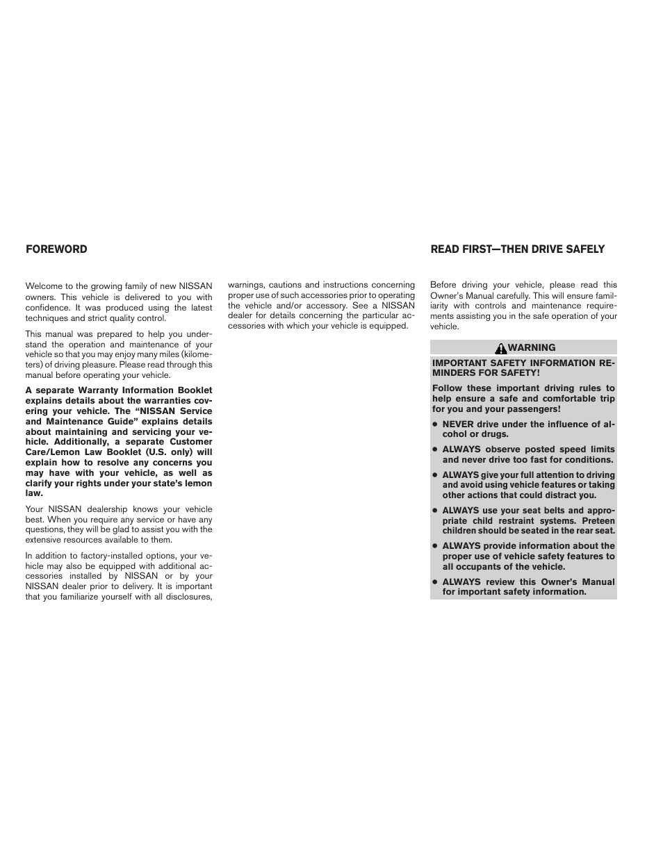 NISSAN 2014 Rogue - Owner's Manual User Manual | Page 12 / 442