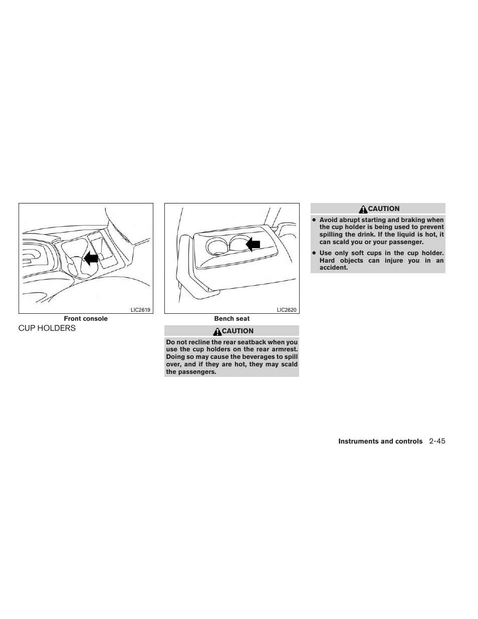 Cup holders -45 | NISSAN 2014 Rogue - Owner's Manual User Manual | Page 130 / 442