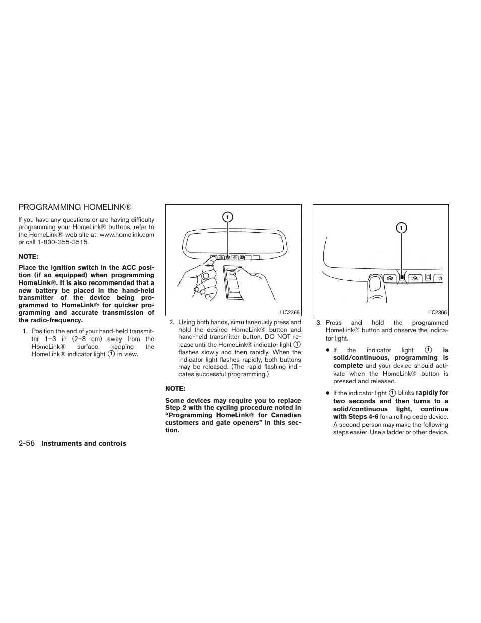 Programming homelink® -58 | NISSAN 2014 Rogue - Owner's Manual User Manual | Page 143 / 442