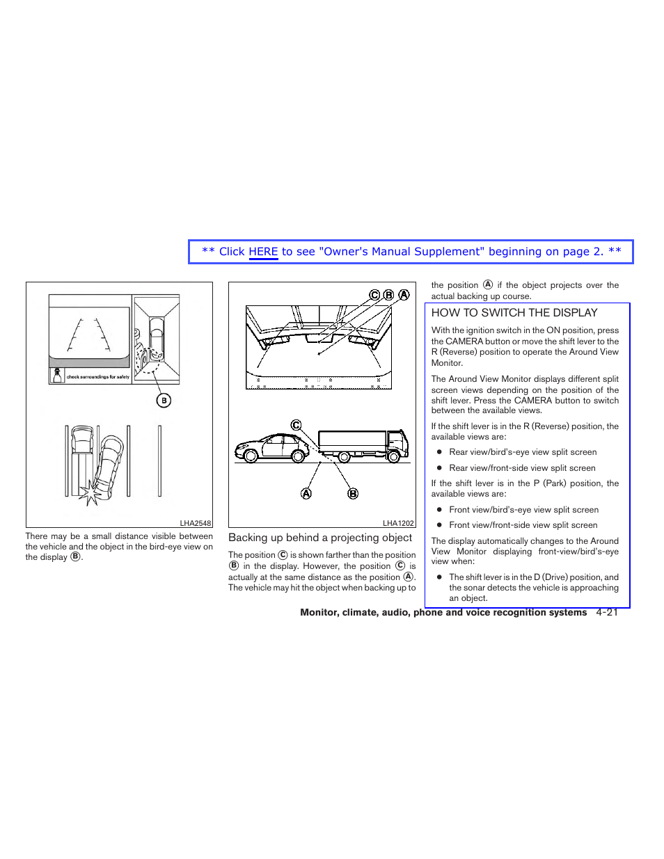 How to switch the display -21 | NISSAN 2014 Rogue - Owner's Manual User Manual | Page 202 / 442