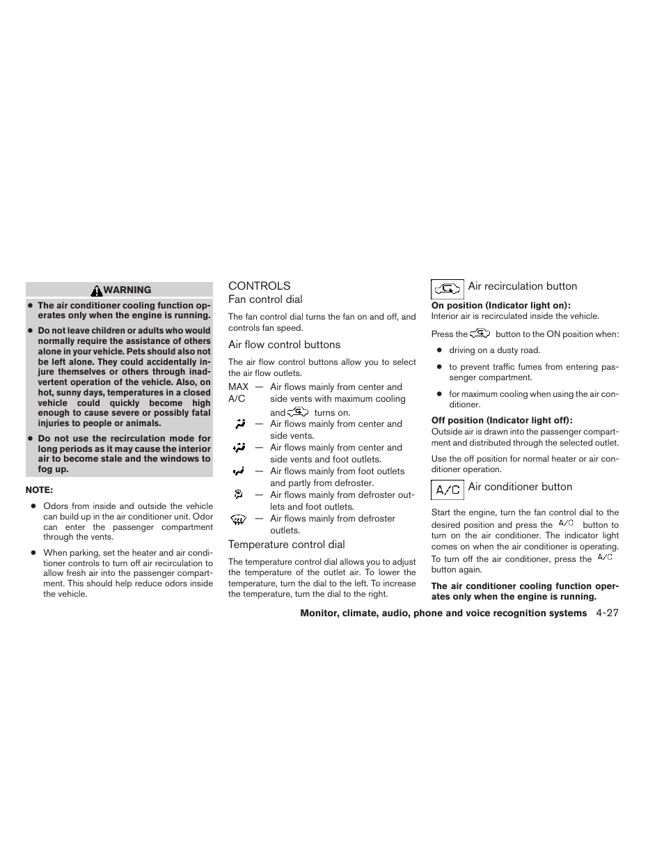 Controls -27 | NISSAN 2014 Rogue - Owner's Manual User Manual | Page 208 / 442