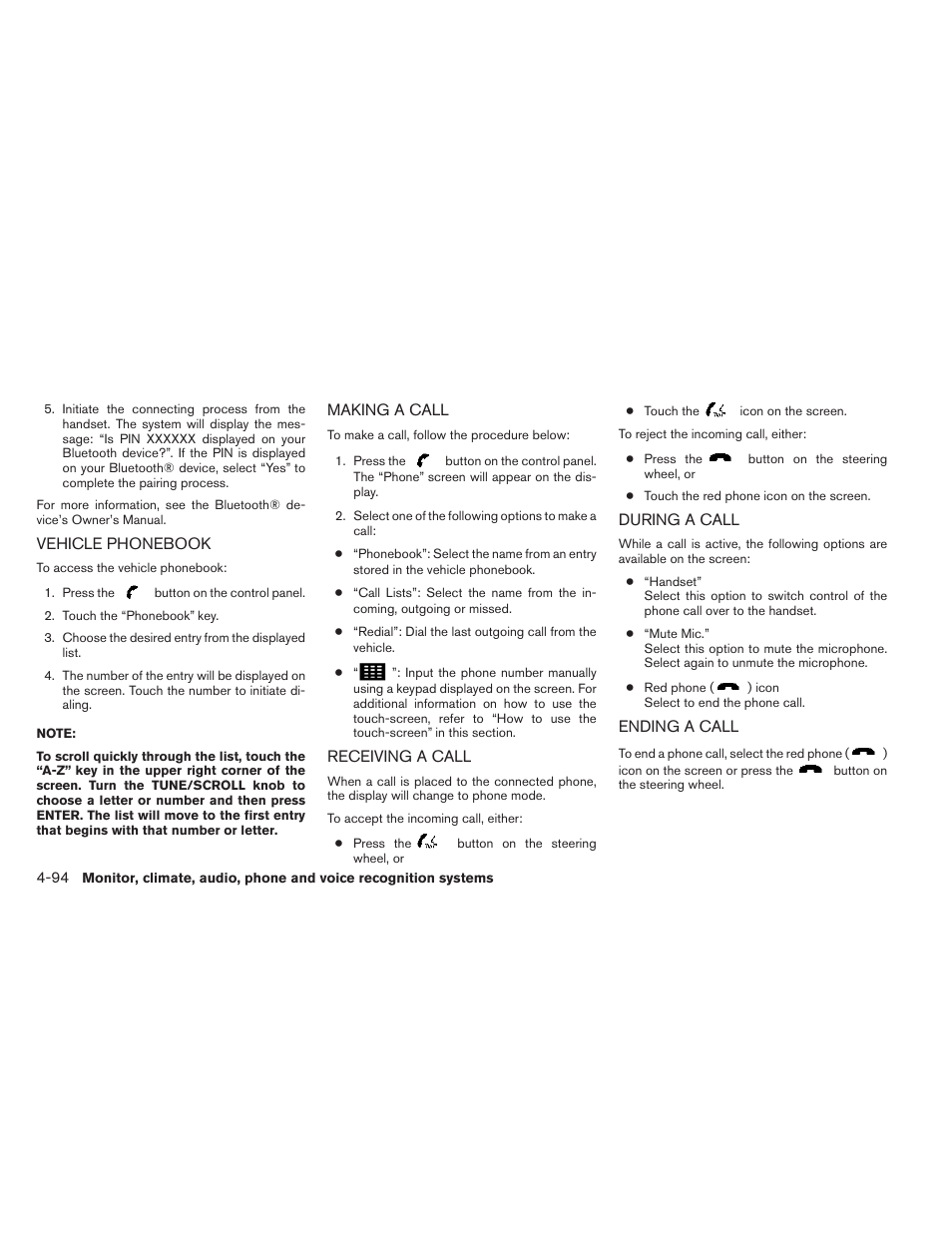 Vehicle phonebook -94 | NISSAN 2014 Rogue - Owner's Manual User Manual | Page 275 / 442