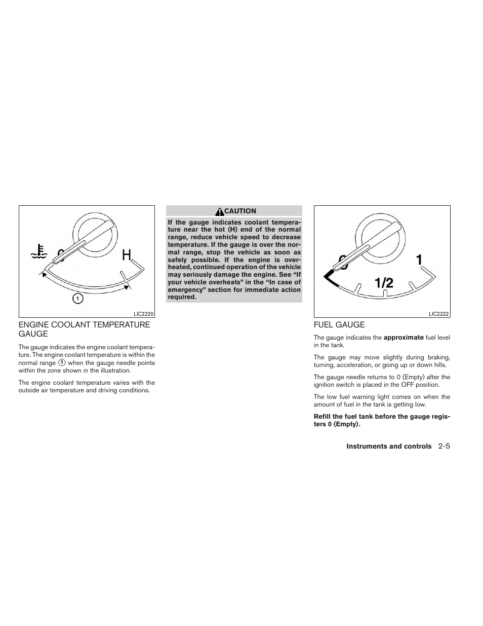Engine coolant temperature gauge -5 fuel gauge -5 | NISSAN 2014 Rogue - Owner's Manual User Manual | Page 90 / 442