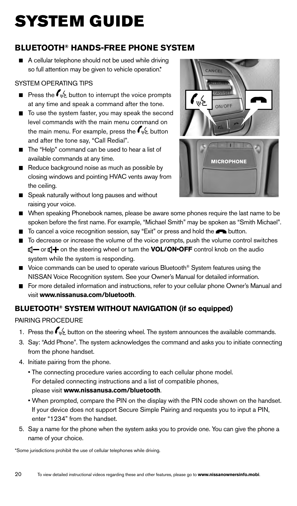 System guide, Bluetooth, Hands-free phone system | NISSAN 2014 Rogue - Quick Reference Guide User Manual | Page 22 / 28