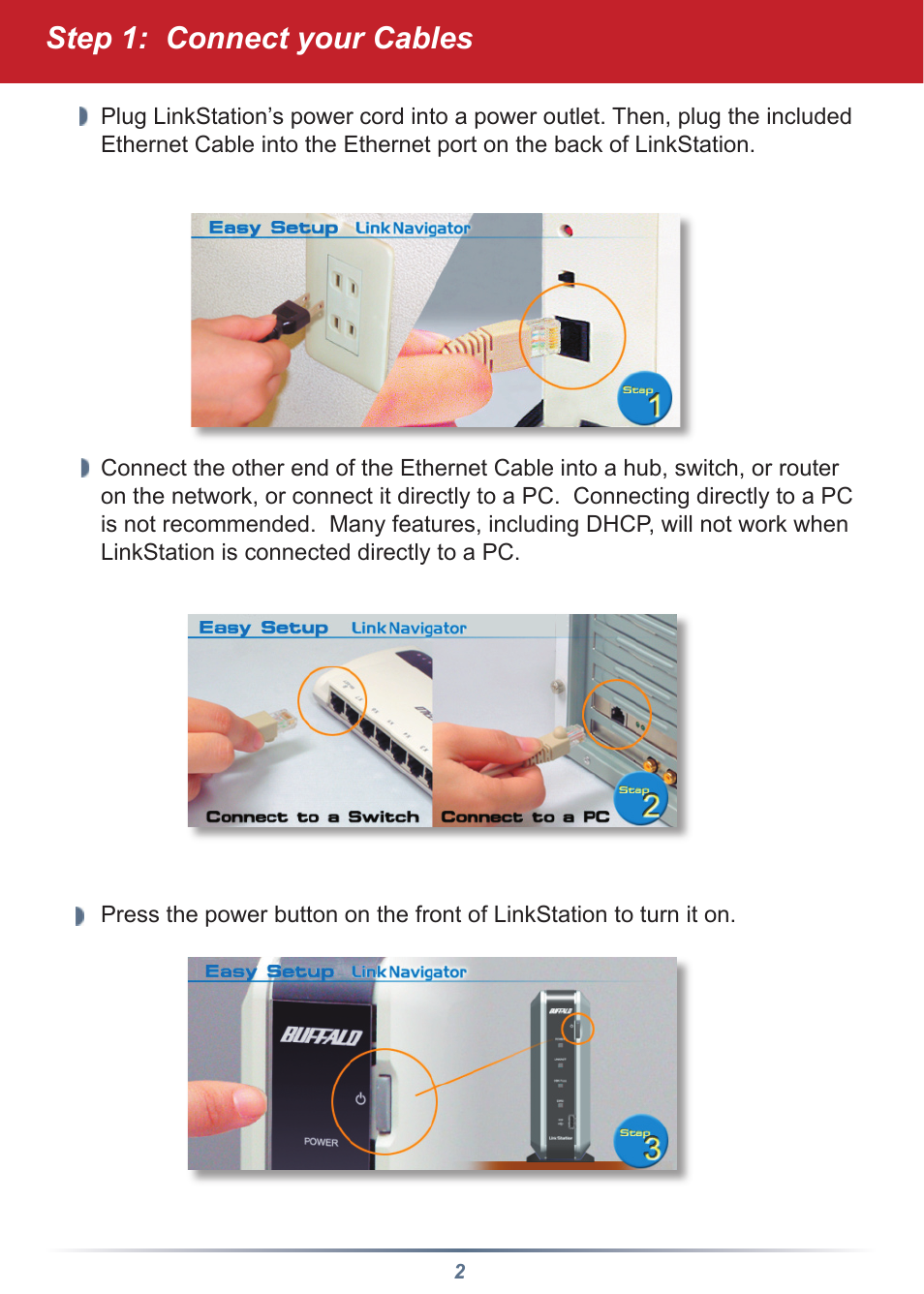 Step 1: connect your cables | Buffalo Technology LINKSTATION HS-DGL User Manual | Page 2 / 9
