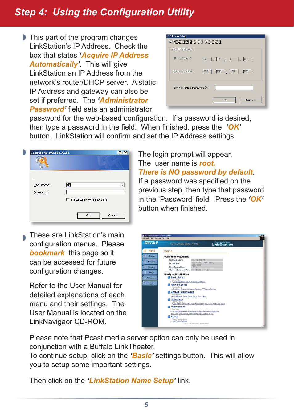 Step 4: using the conﬁ guration utility | Buffalo Technology LINKSTATION HS-DGL User Manual | Page 5 / 9