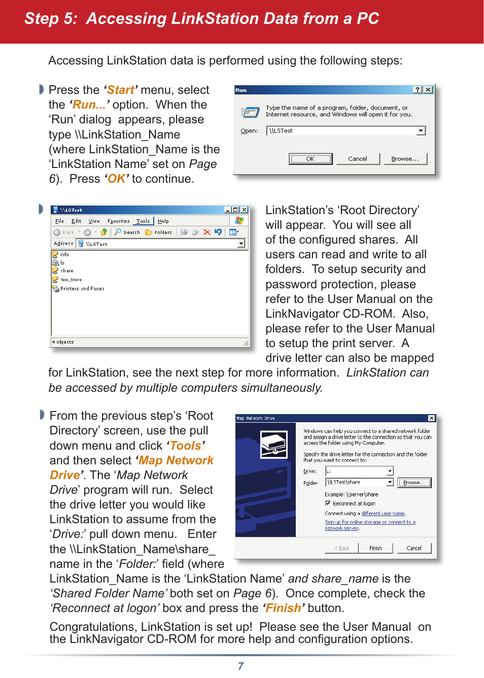 Step 5: accessing linkstation data from a pc | Buffalo Technology LINKSTATION HS-DGL User Manual | Page 7 / 9