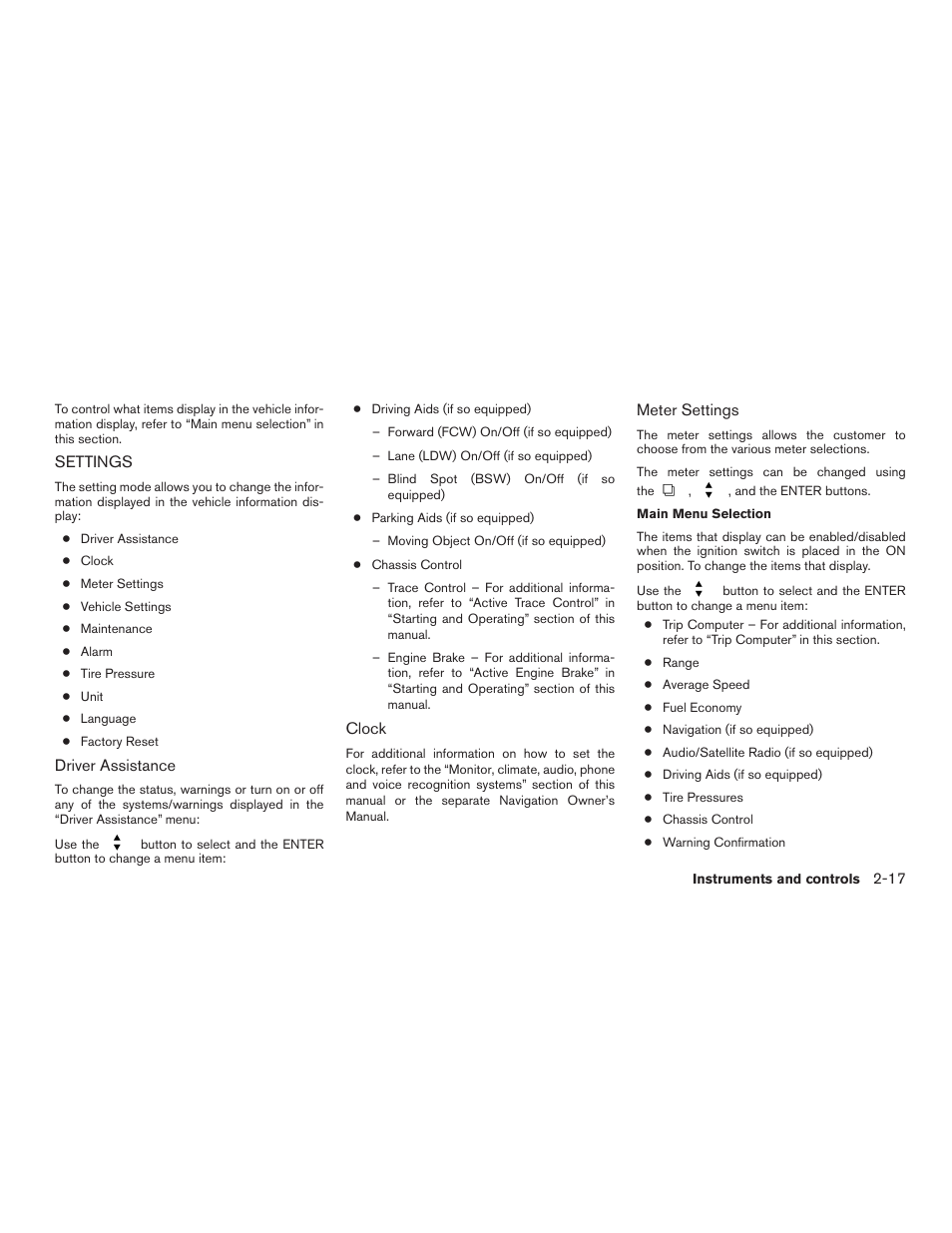 Settings -17 | NISSAN 2015 Rogue - Owner's Manual User Manual | Page 102 / 440