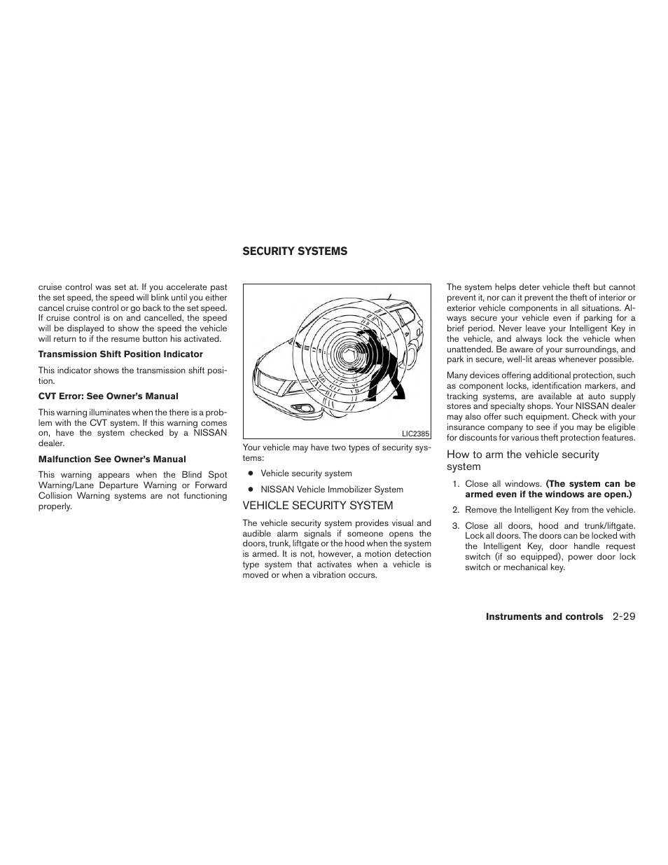 Security systems -29, Vehicle security system -29 | NISSAN 2015 Rogue - Owner's Manual User Manual | Page 114 / 440